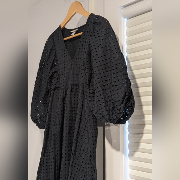 A New Day Black Eyelet Dress with Puffy Sleeves Extra Small - Picture 2 of 4